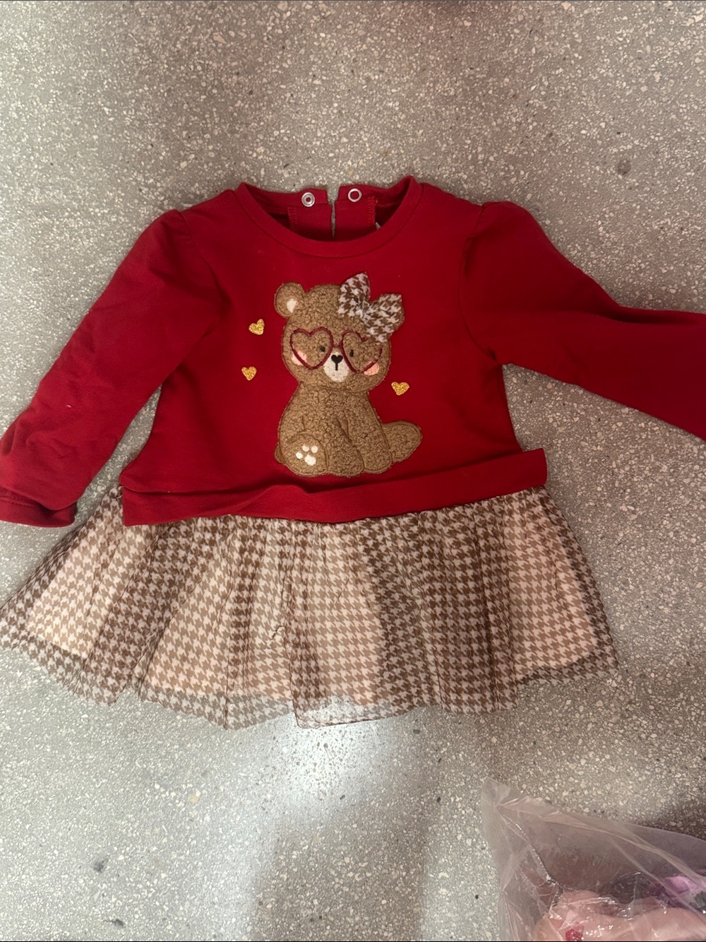 Mayoral Red and Brown Bear Applique Dress